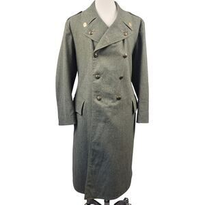 Vintage Swedish Home Guard Wool Greatcoat Military Dark Academia Heritage